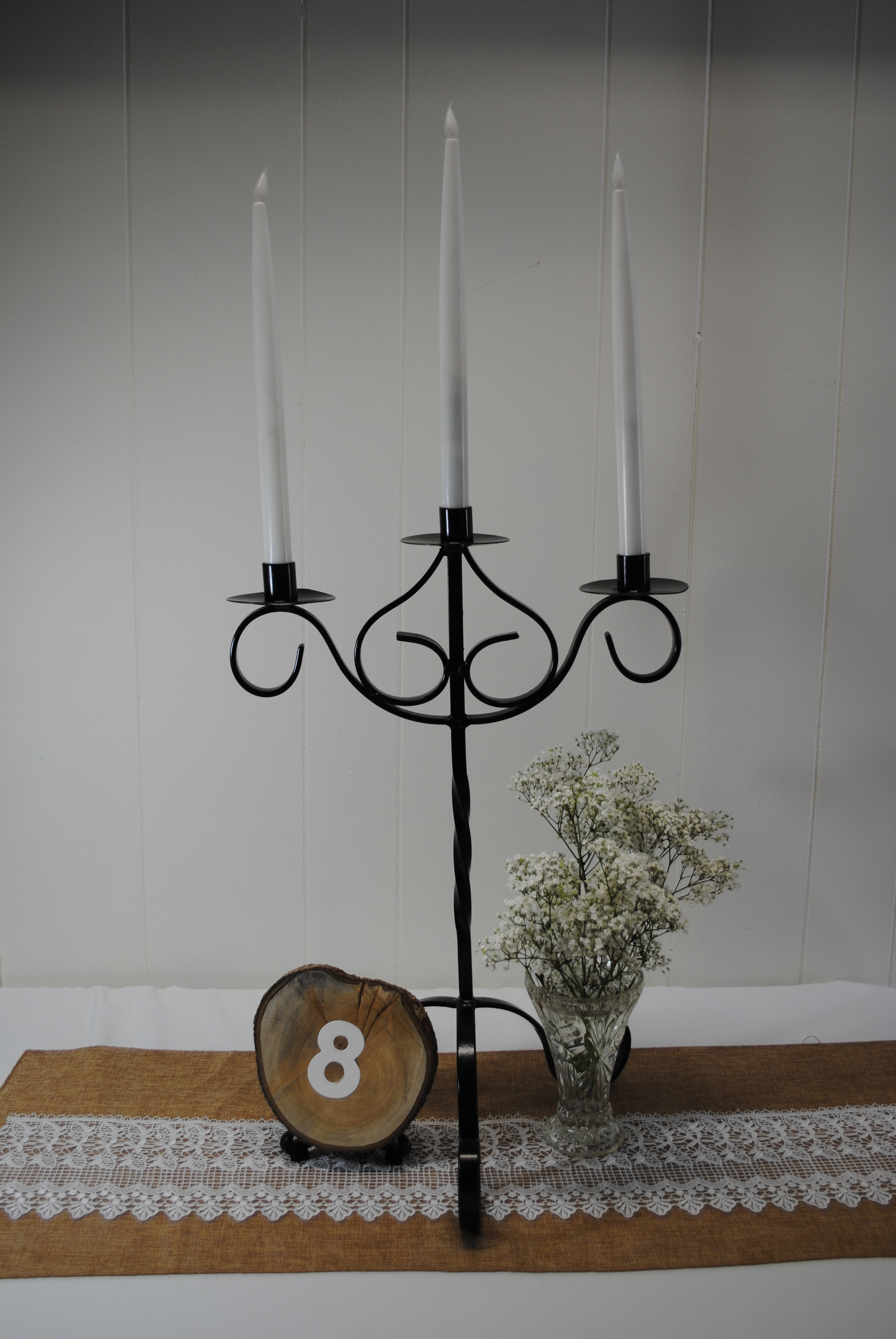 3 BRANCH BLACK CANDELABRA