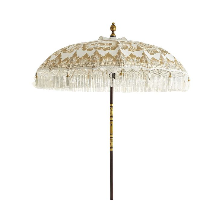 SHADE UMBRELLA/ WHITE AND GOLD