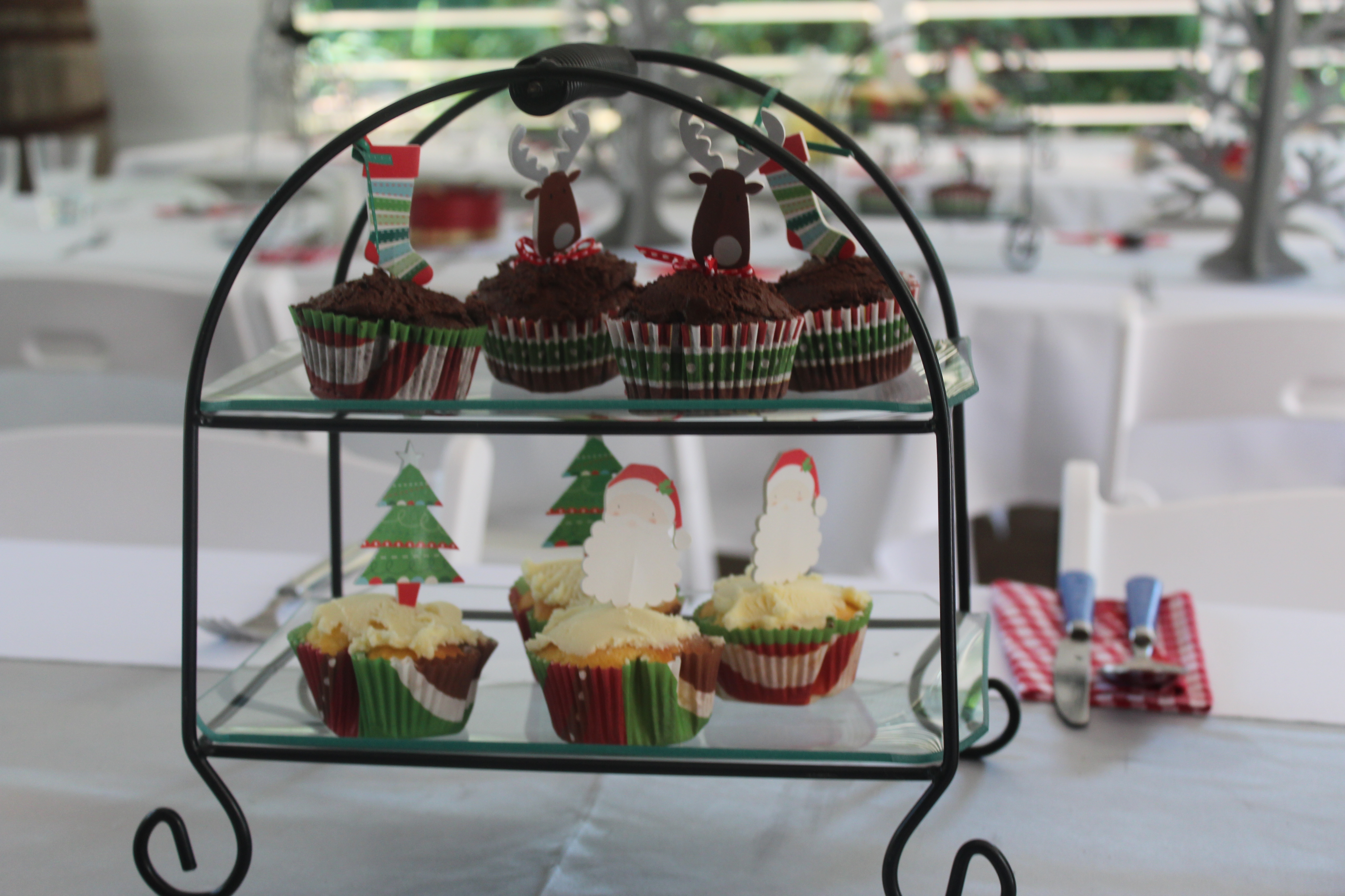 2 Tier Black Iron & Glass High Tea Stand