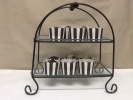 2 Tier Black Iron & Glass High Tea Stand